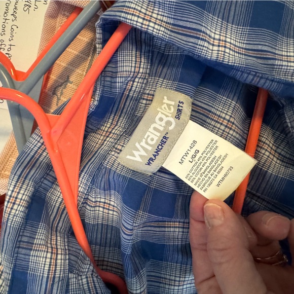 Wrangler Western Plaid Pearl Snap Shirt – Large – Long Sleeve – Blue - Picture 8 of 9